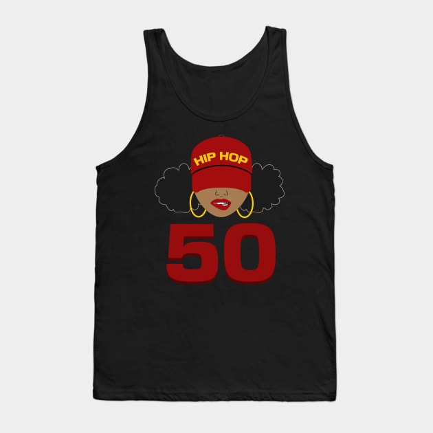 Hip Hop is 50 | 50th Anniversary Afro Puffs Women Tank Top by blackartmattersshop